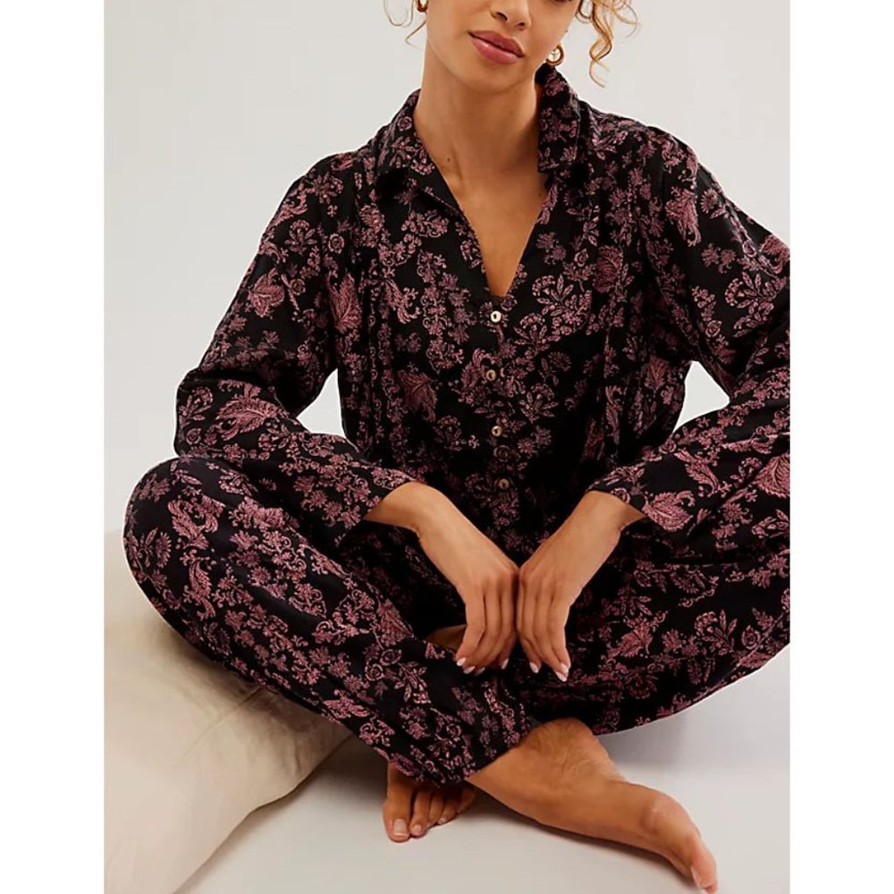 Free People Intimately Steady Love PJ Set / Black Combo